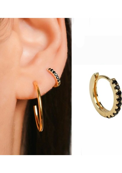 316L Çelik Taşlı Gold Halka Piercing