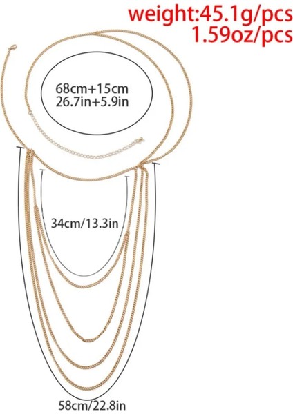Altın Kaplama Omuz Zinciri, Vücut Aksesuarı, Vücut Zinciri