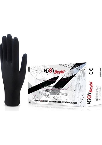 Muayene Large Pudrasız Njoy Nitril Siyah Eldiven