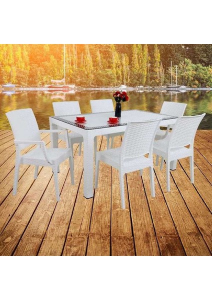 Elit Rattan 90X150 2 Elit Koltuk 4 Elit Sandalye Camlı Masa Takımı