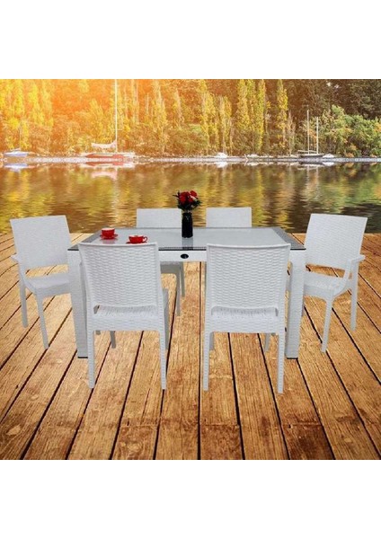 Elit Rattan 90X150 2 Elit Koltuk 4 Elit Sandalye Camlı Masa Takımı