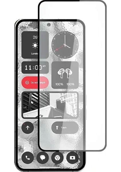 Nothing Phone 2 Tam Kaplayan Çerçeveli Tempered Ekran Koruyucu - Siyah AL3276