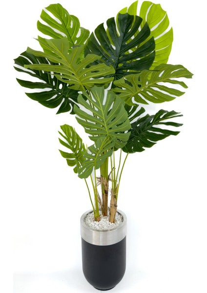 Monstera Ağacı 170CM Siyah Gümüş Metal Darbuka Saksıda indirimleri