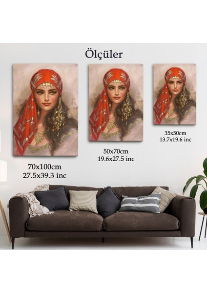 Kırmızı Başörtülü Güzel Kadın Duvar TABLOSU-6206 fırsatları