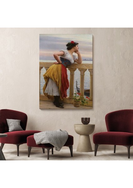 Eugen Von Blaas In Bekleyiş Isimli Eseri Duvar TABLOSU-6117 fiyatları