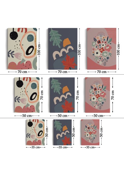 Renkli Çiçekler, Mutfak, Antre Çağdaş Duvar Tablosu 3 Lü Set-Aj-10 fırsatları