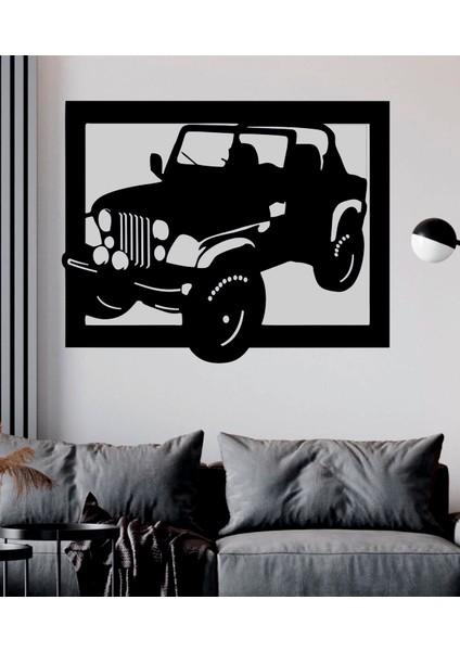 Üstü Açık Jeep Dekoratif Ahşap Duvar Dekoru