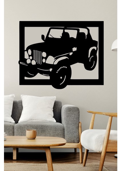 Üstü Açık Jeep Dekoratif Ahşap Duvar Dekoru