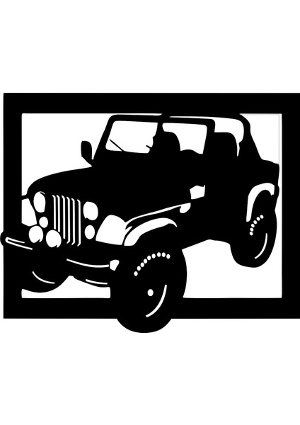 Üstü Açık Jeep Dekoratif Ahşap Duvar Dekoru
