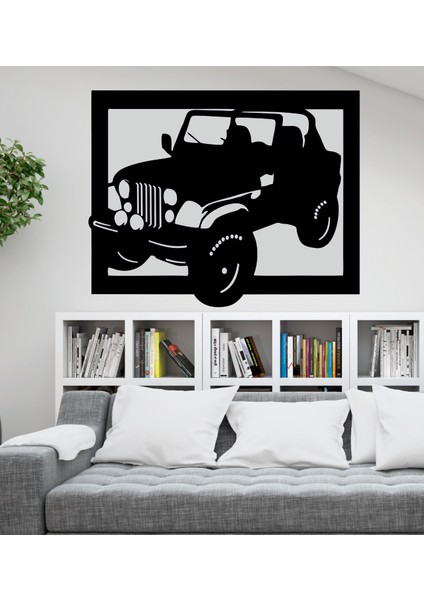Üstü Açık Jeep Dekoratif Ahşap Duvar Dekoru