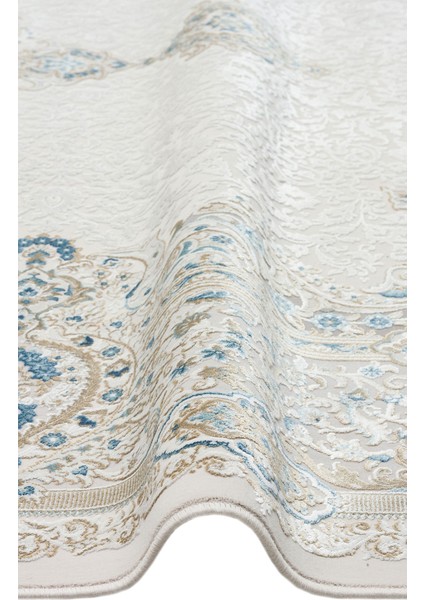 Palmıra Plm 01 Cream Blue Yumuşak Dokulu Yüksek Kaliteli Sık Dokuma Modern Makine Dokuması Halı modelleri