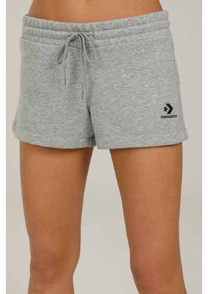 Embroıdered Star Chevron Grı Kadın Şort