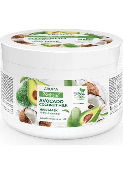 Saç Maskesi Aroma Natural Avokado ve Hindistan Cevizi Sütü 450 ml