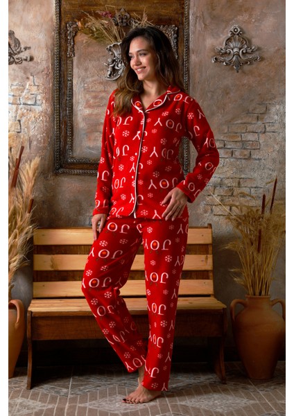 Kışlık Yılbaşı Desenli Kadın Gömlek Polar Pijama Takımı fiyatları