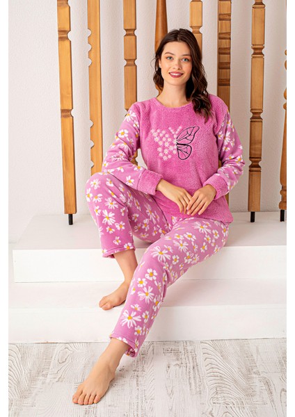 Kışlık Kadın Polar Pijama Takımı - Yılbaşı Pijaması