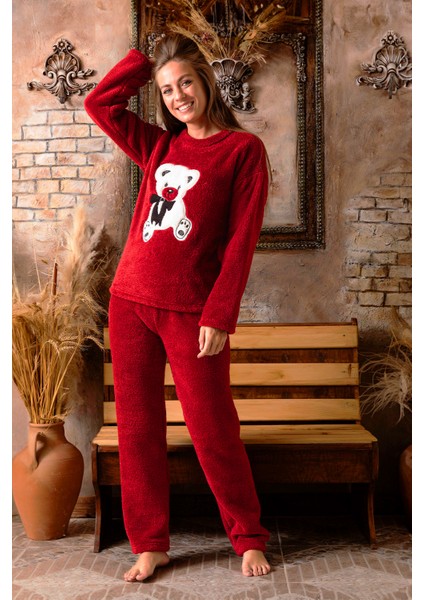 Tam Peluş Kışlık Kadın Pijama Takımı- Polar Yılbaşı Pijaması fiyatları