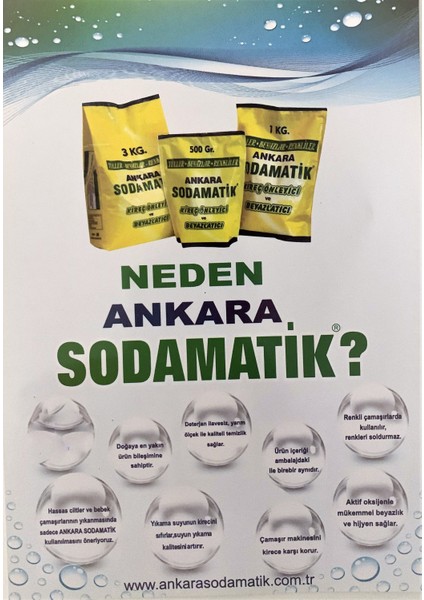 Sodamatik 1  Kg Kireç Önleyici ve Beyazlatıcı (Tüller-Beyazlar-Renkliler)