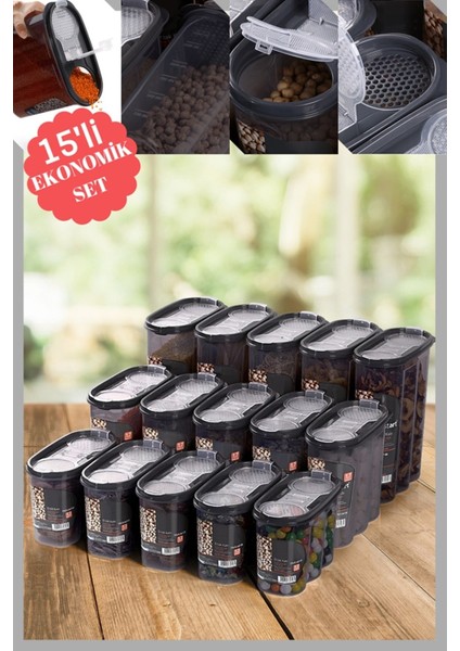 Sızdırmaz Kapaklı Erzak Saklama Kabı Seti 5 x (1200 ml + 1700 ml + 2400 ml)
