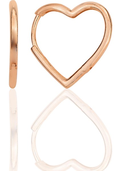 Gümüş Altın Yaldızlı Özel Tasarım 20 mm Kalp Küpe SGTL12282ROSE