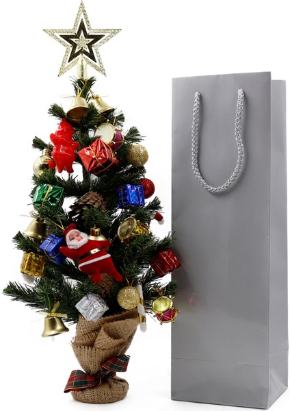 Şişe Boy Gümüş Premium Karton Çanta 12 x 35 x 8 cm Karton Poşet 3 Adet