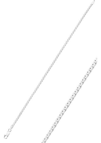 Gümüş Küp Zincirli Erkek Bileklik 2,3 mm SGTL12268RODAJ