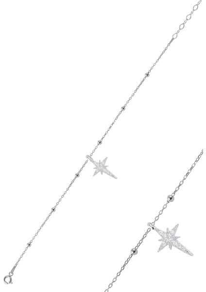 Gümüş Zirkon Taşlı Kutup Yıldızı Top Top Bileklik SGTL12273RODAJ