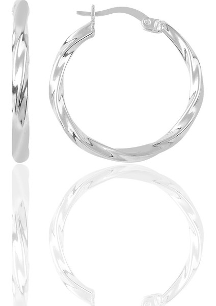 Gümüş 23 mm Şarnel Burgu Halka Küpe SGTL12288RODAJ