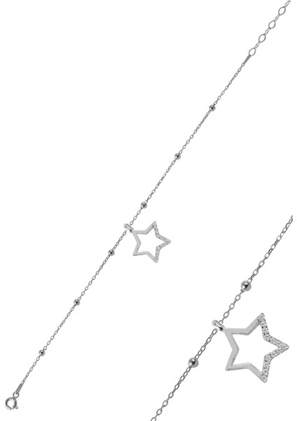 Gümüş Zirkon Taşlı Yıldız Figürlü Top Top Bileklik SGTL12274RODAJ