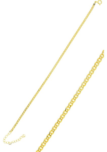 Gümüş Altın Yaldızlı Iç Içe Geçmeli Zincir Bileklik SGTL12280GOLD