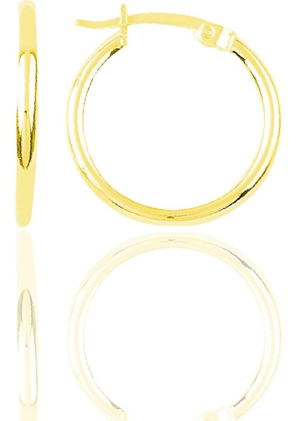 Gümüş Altın Yaldızlı 25 mm Şarnel Halka Küpe SGTL11446GOLD