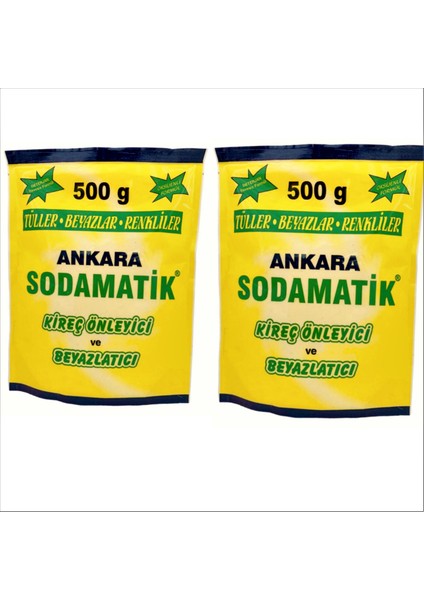 Ankara Sodamatik Kireç Önleyici ve Beyazlatıcı 500Gr x 2Adet Tüller Beyazlar Renkliler