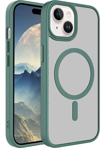 Iphone 15 Plus Kılıf Darbe Emici Mat Arka Yüzey Mıknastıslı Magsafe Şarj Pc Silikon Kapak