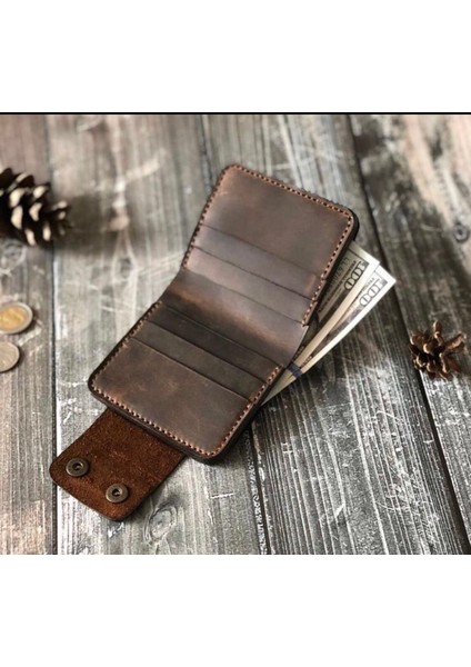 Deri Para Bölmeli Kartlıklı Cüzdan