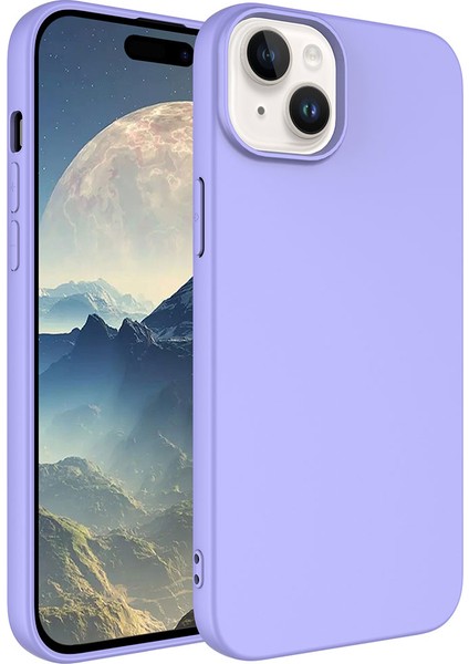iPhone 15 Kılıf Darbe Emici Içi Kadife Lansman Leke Tutmaz Mor Renk Silikon Kapak