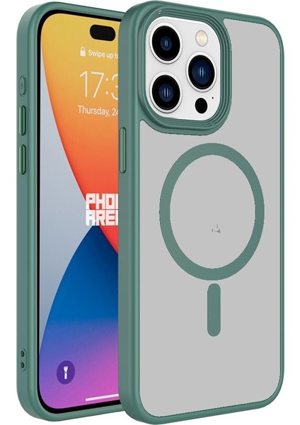 Iphone 15 Pro Max Kılıf Darbe Emici Mat Arka Yüzey Mıknastıslı Magsafe Şarj Pc Silikon Kapak