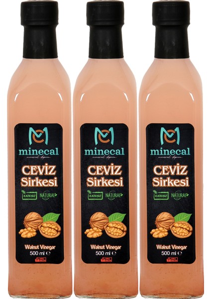 %100 Ev Yapımı Katkısız Ceviz Sirkesi 3X500ML