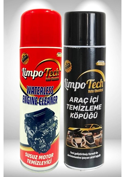 Limpo Tech Araç Içi Köpük Temizleme Spreyi 500 Ml, Susuz Motor Temizleme Spreyi 500 ml 2'li Set