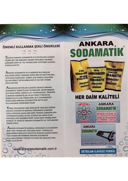 Ankara Sodamatik Kireç Önleyici ve Beyazlatıcı 500 gr * 3 Adet (Tüller - Beyazlar - Renkliler)