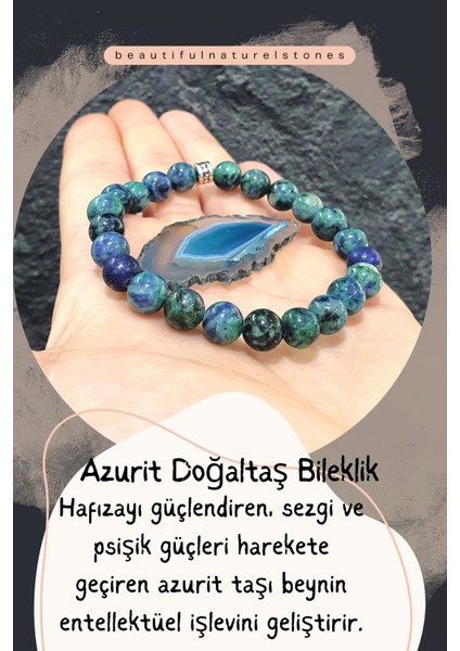 Azurit Doğaltaş Bileklik ( Akik Taş ) 8 mm ( Hafıza Güçlendirici / Sezgi ve Psişik Güç ) modelleri
