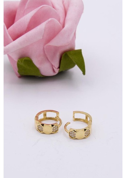 14 Ayar Altın Halka Küpe Taşlı Tasarım Kadın Küpe fiyatları