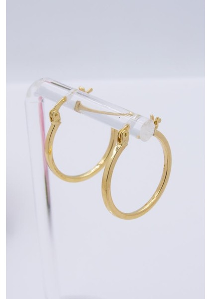 14 Ayar Altın Halka Küpe Düz Köşeli Kadın Küpe LKKP1066 modelleri