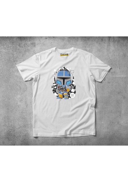 Blue Mandalorian Pamuklu Penye T-Shirt