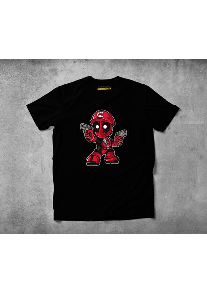 Mario Deadpool Pamuklu Penye T-Shirt