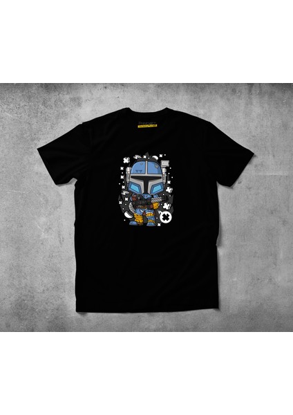Blue Mandalorian Pamuklu Penye T-Shirt
