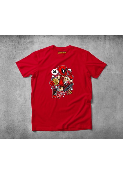 Deadpool Basketball Pamuklu Penye T-Shirt