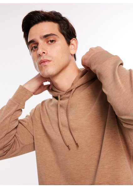 Kapüşon Yaka Düz Açık Kahve Erkek Sweatshırt F3WM-SWT127 fiyatları