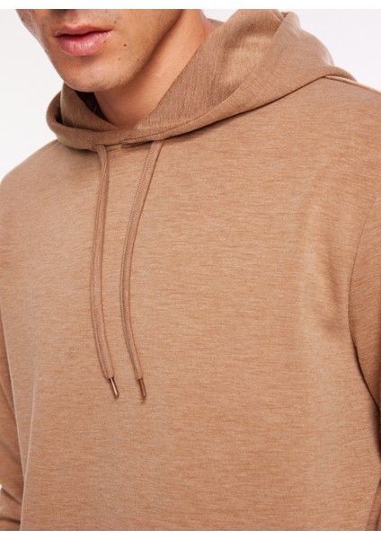 Kapüşon Yaka Düz Açık Kahve Erkek Sweatshırt F3WM-SWT127 indirimleri