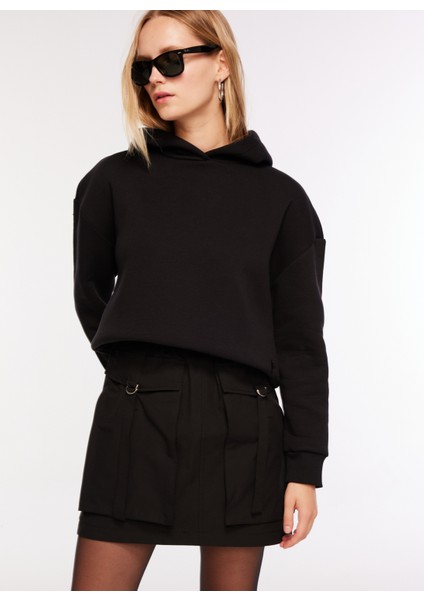 Lastikli Bel Siyah Kadın Düz Mini Etek F3WL-ETK10 modelleri