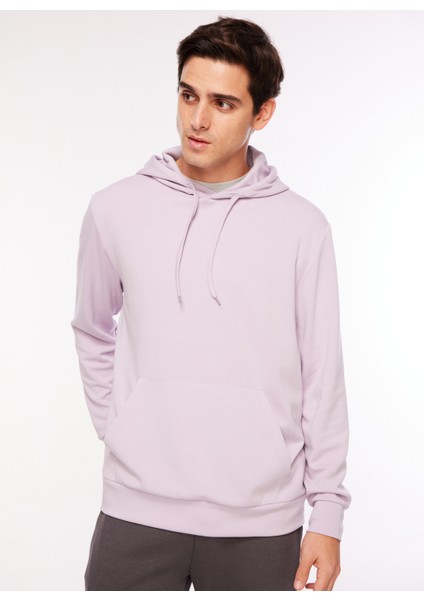 Kapüşon Yaka Düz Lila Erkek Sweatshırt F3WM-SWT127