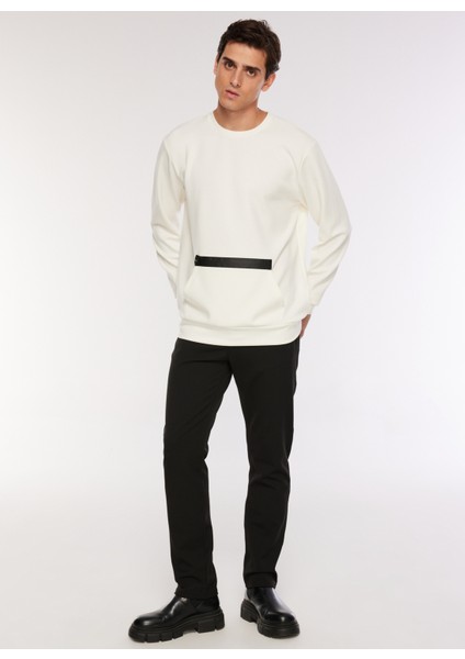 Bisiklet Yaka Düz Kırık Beyaz Erkek Sweatshırt F3WM-SWT137 fiyatları